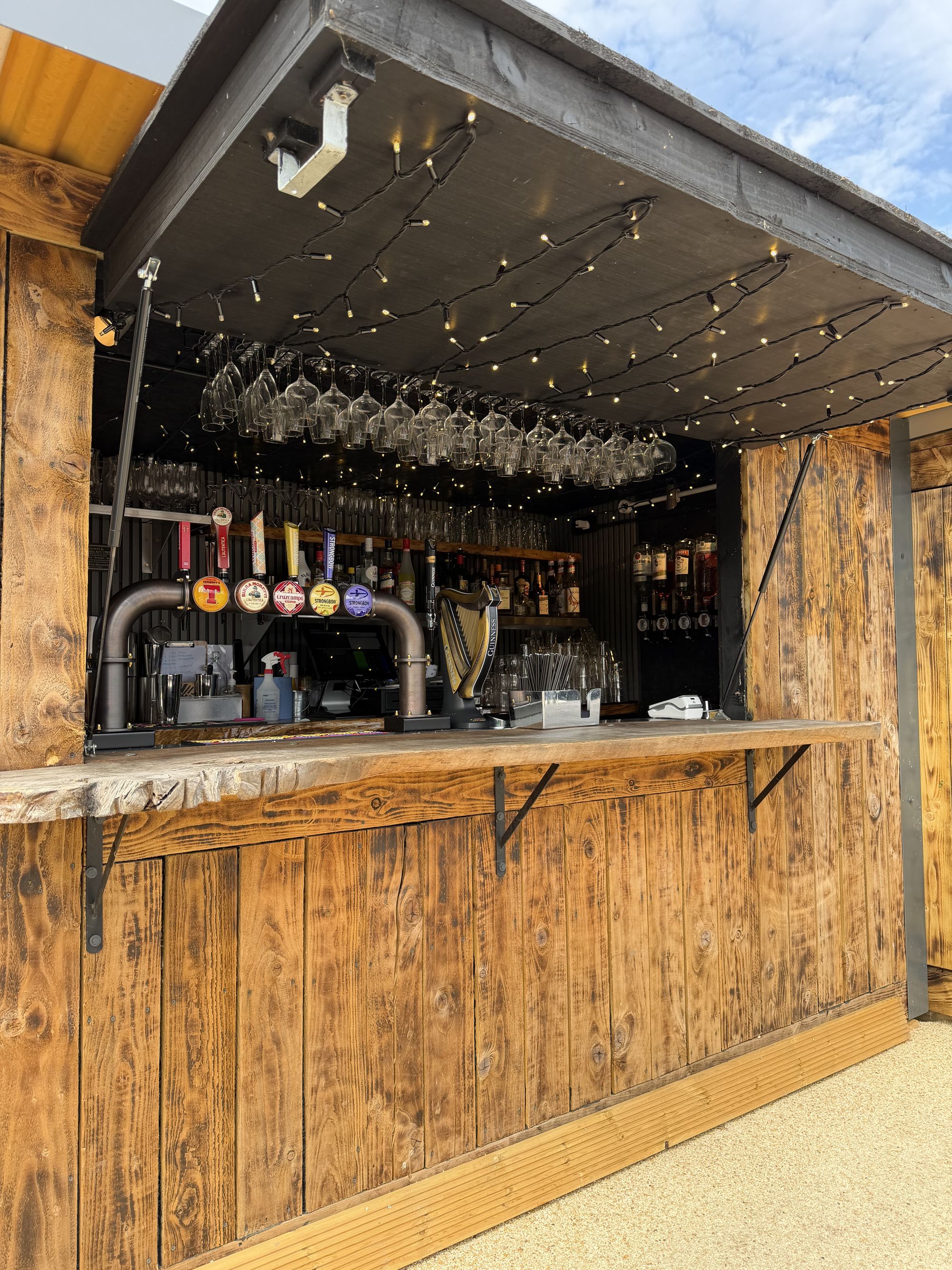 The bespoke timber bar built into the space